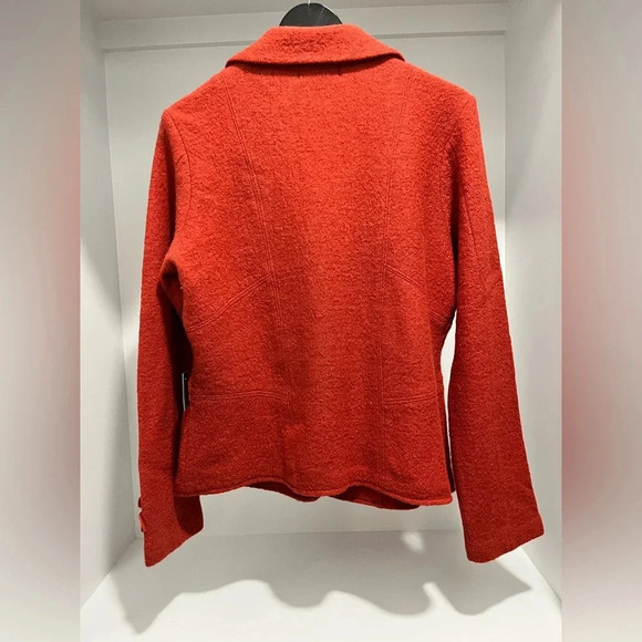 Willi Smith Orange 100% Wool Buttoned unlined blazer with floral appliqué large - Picture 7 of 11